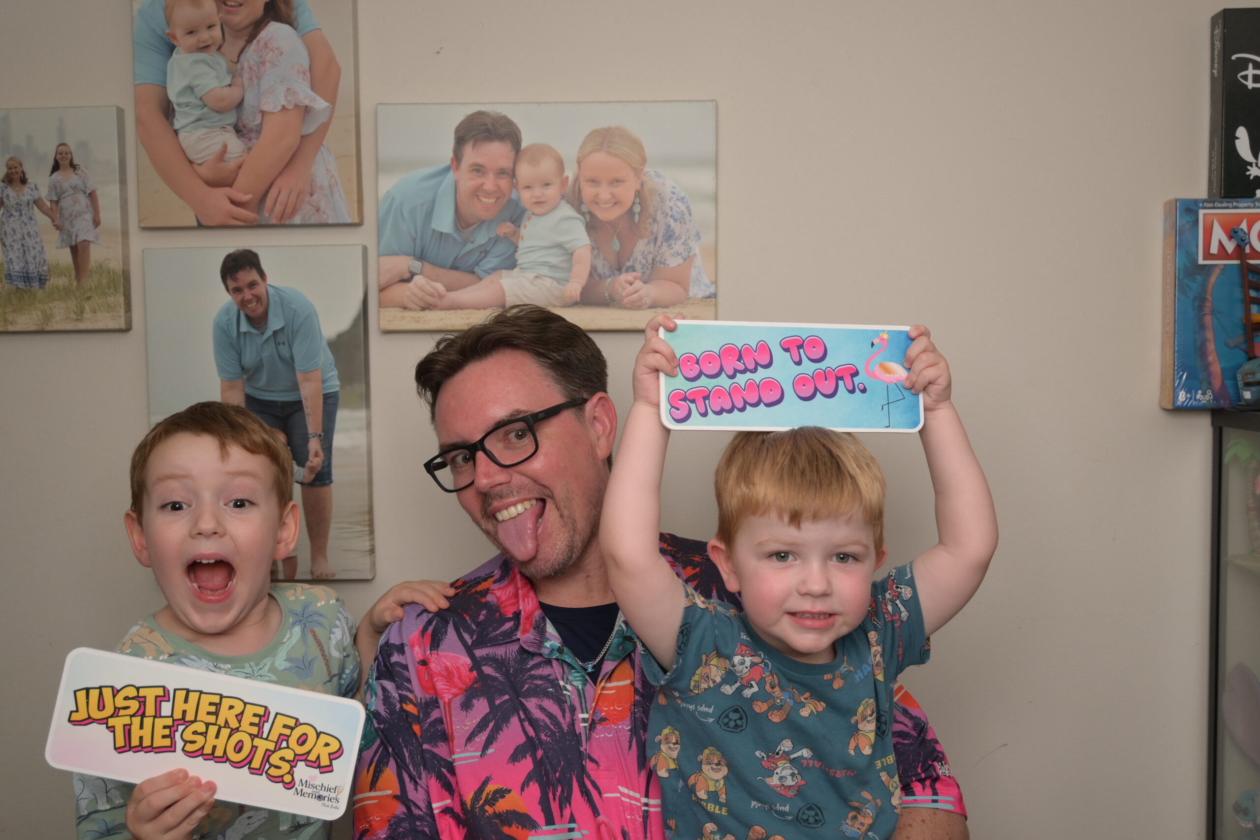 Close-up of props, lighting and backdrop.